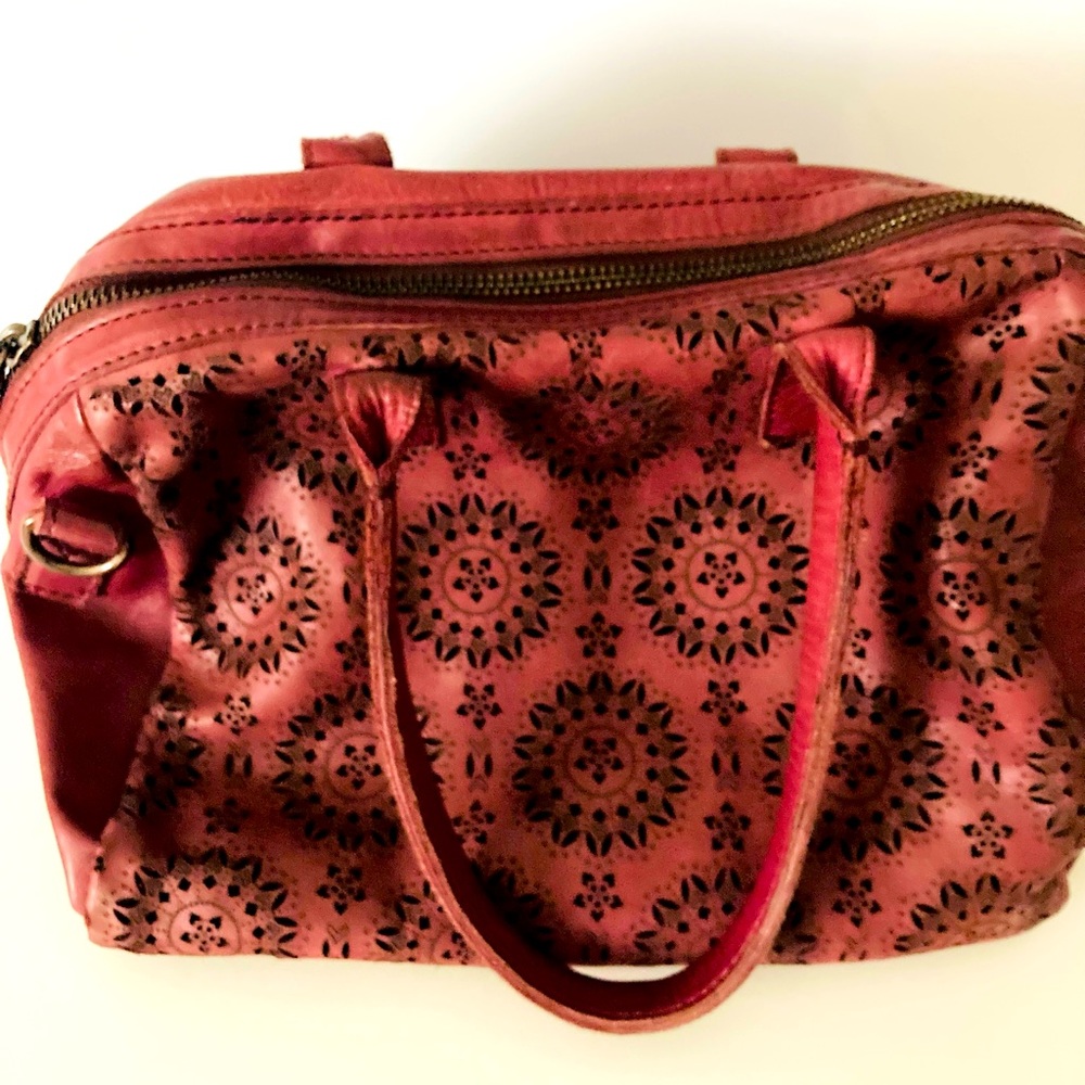 Leather bag burgundy made in India